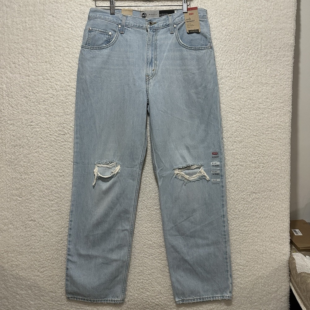 Levi's Silver Tab '94 Baggy Mid Rise Loose Straight Leg Distressed Jeans Size 31